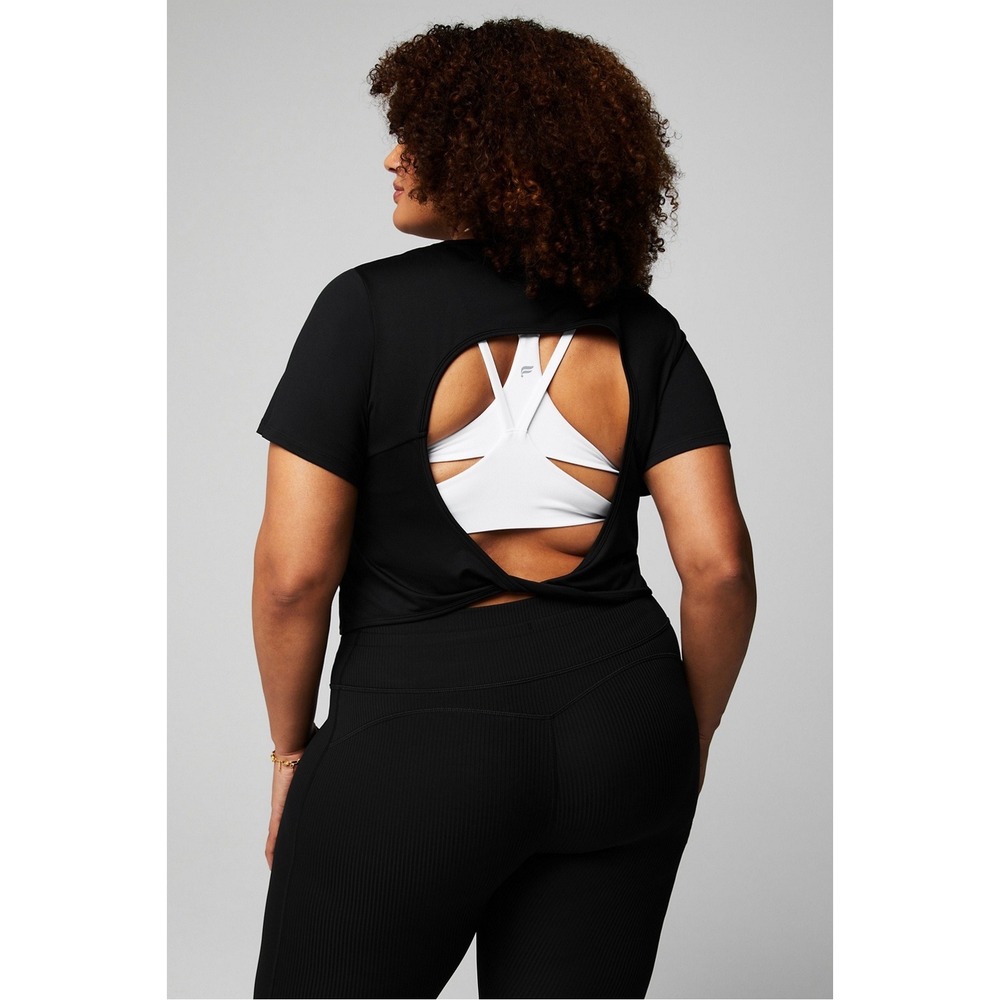 Fabletics Dry-Flex Open Back Twist‎ Short-Sleeve Tee Black XL